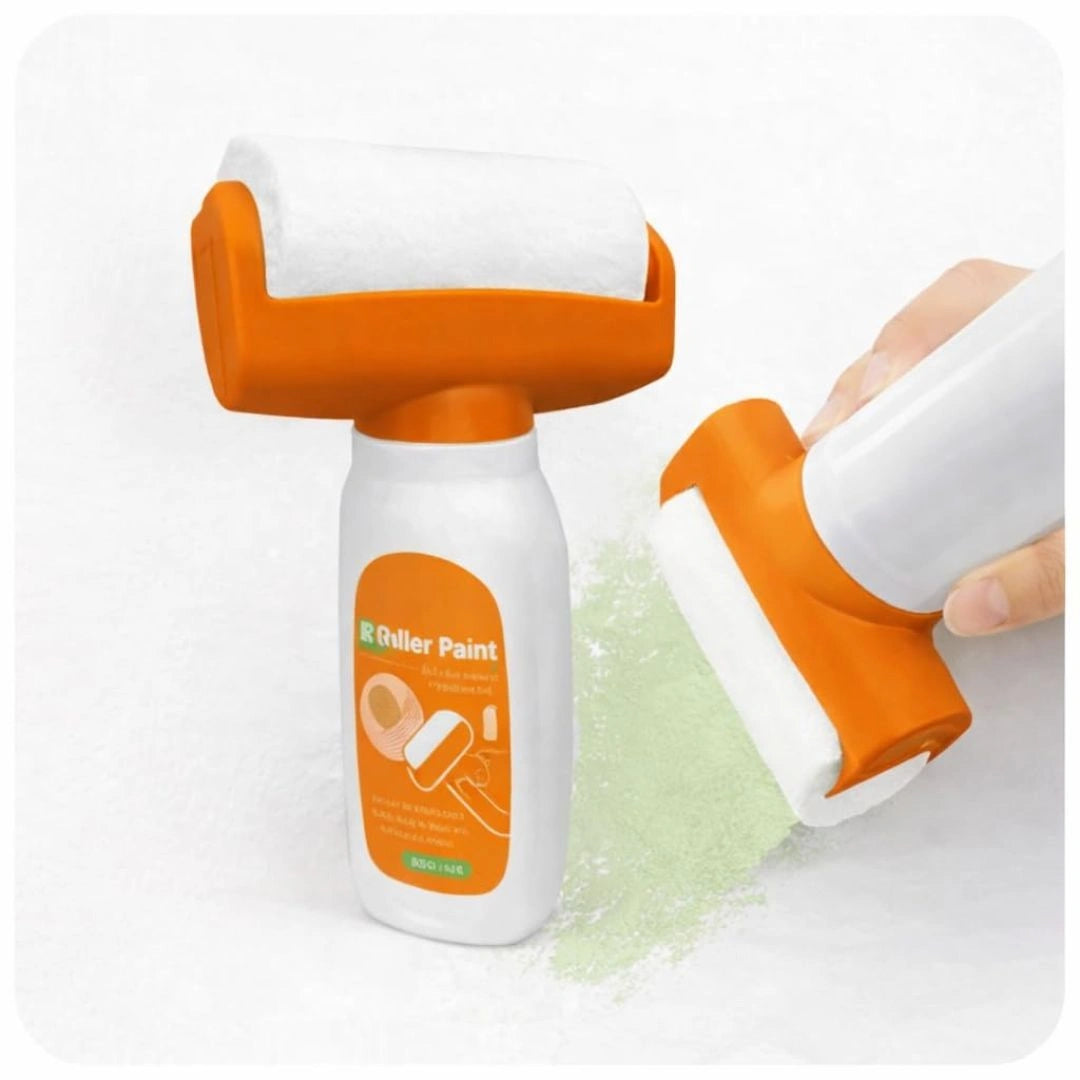 Wall paint roller brush with built-in reservoir
